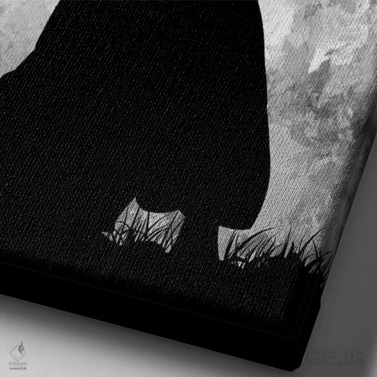 تابلو ماه سامورایی سفید اثر نیکیتا آباکوموف - نمای نزدیک بافت بوم