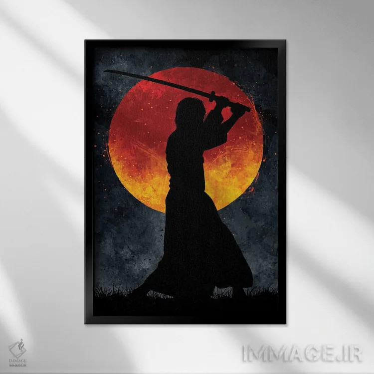 تابلو ماه سامورایی مشکی اثر نیکیتا آباکوموف - نمای قابدار مشکی