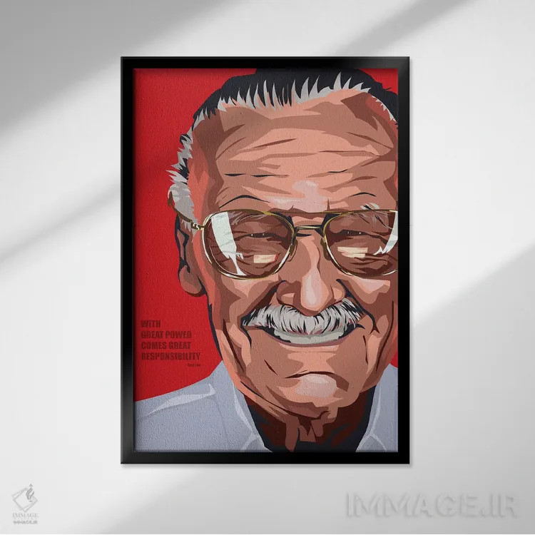 تابلو استان لی (کمیک مارول) اثر نیکیتا آباکوموف - نمای قابدار مشکی