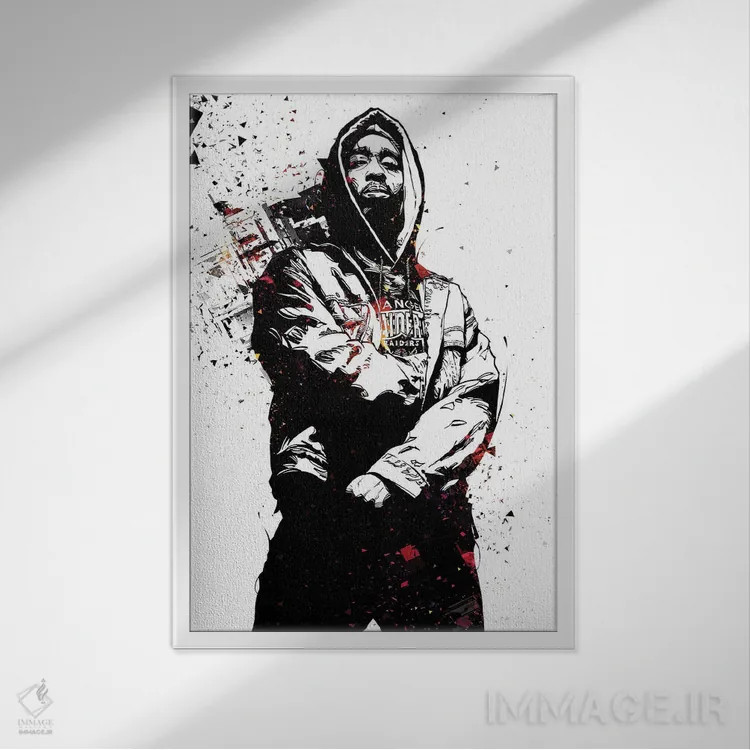 تابلو توپاک (خواننده) اثر نیکیتا آباکوموف - نمای قابدار سفید