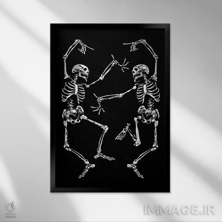 تابلو اسکلتهای رقصان مشکی اثر نیکیتا آباکوموف - نمای قابدار مشکی