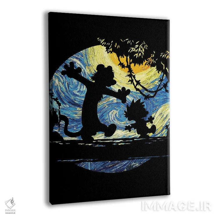 تابلو کالوین و هابز در شب پرستاره اثر نیکیتا آباکوموف - نمای پرسپکتیو محصول