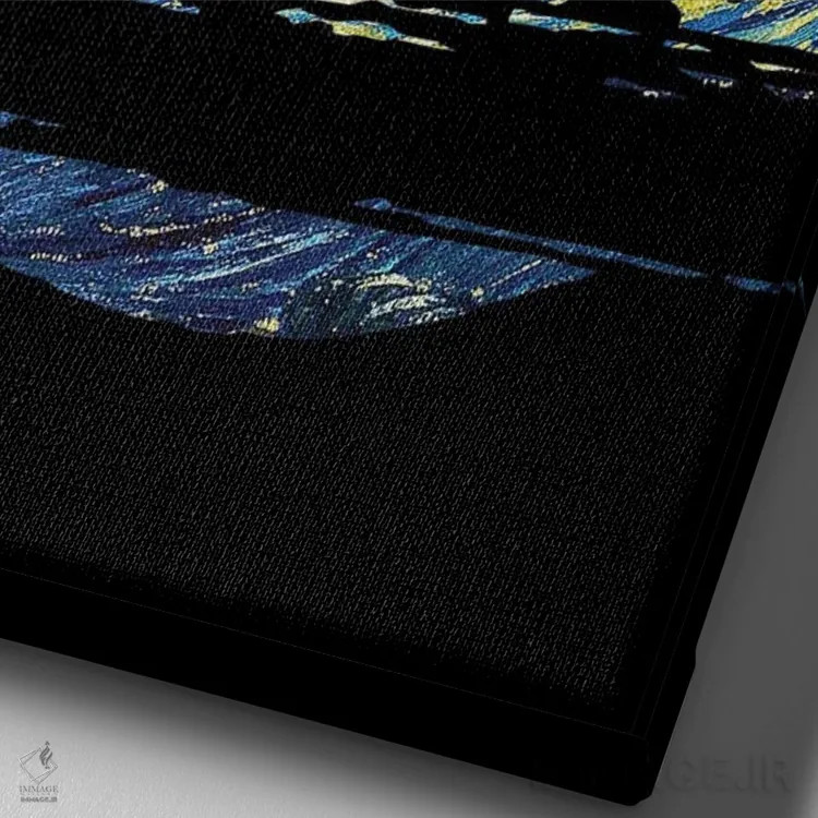 تابلو کالوین و هابز در شب پرستاره اثر نیکیتا آباکوموف - نمای نزدیک بافت بوم