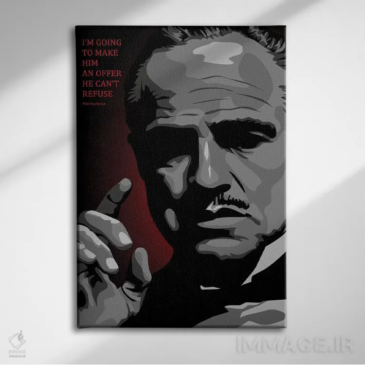 تابلو اوه خدای من ویتو (احتمالاً اشاره به ویتو کورلئونه) اثر نیکیتا آباکوموف - نمای روبهرو روی دیوار