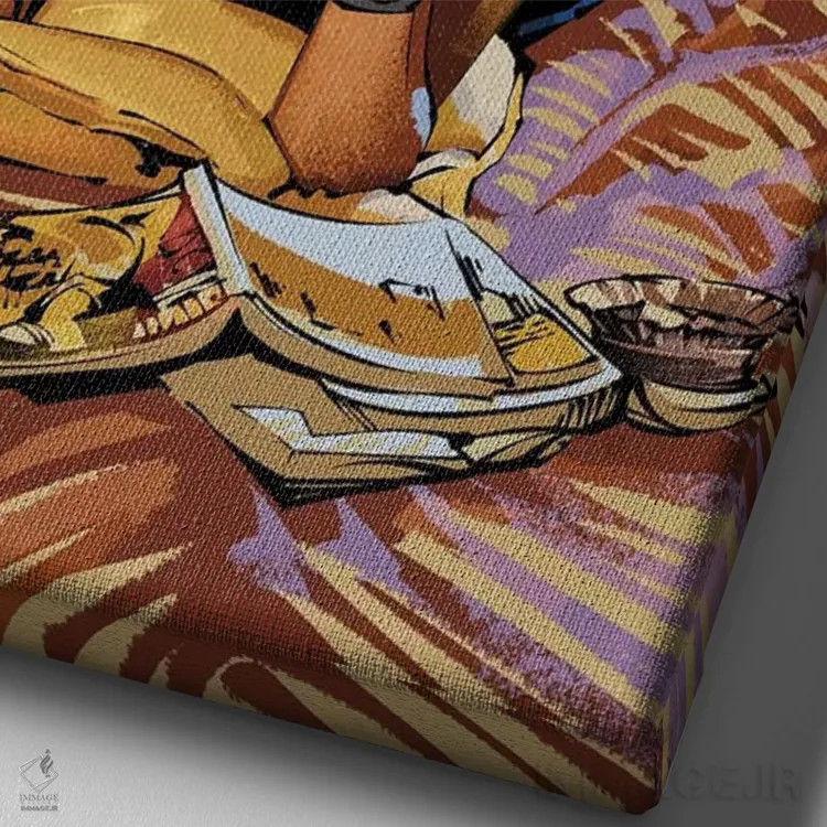 تابلو داستان عامهپسند (فیلم) اثر نیکیتا آباکوموف - نمای نزدیک بافت بوم