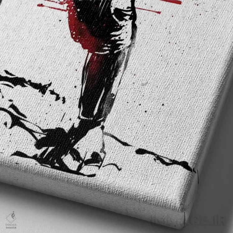 تابلو سامورایی خورشید سرخ اثر نیکیتا آباکوموف - نمای نزدیک بافت بوم