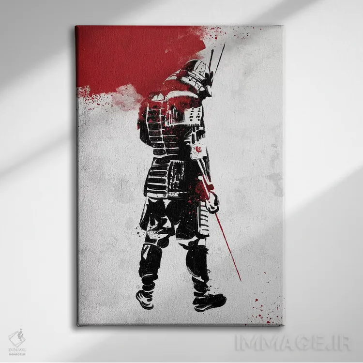 تابلو جنگجوی سامورایی اثر نیکیتا آباکوموف - نمای روبهرو روی دیوار