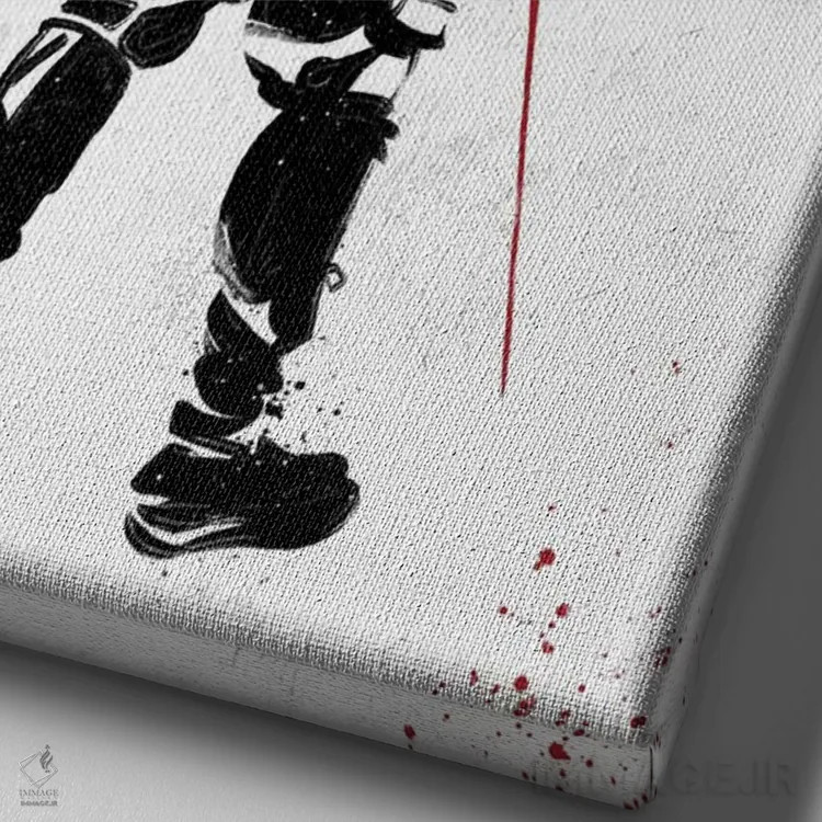 تابلو جنگجوی سامورایی اثر نیکیتا آباکوموف - نمای نزدیک بافت بوم