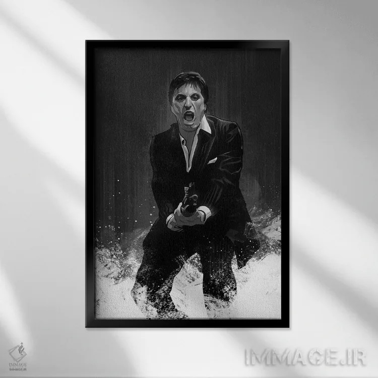 تابلو صورت زخمی در سیاه و سفید اثر نیکیتا آباکوموف - نمای قابدار مشکی