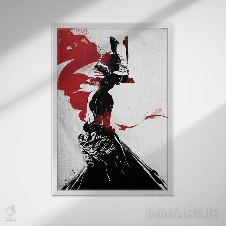 تابلو دختر سامورایی اثر نیکیتا آباکوموف - نمای قابدار سفید