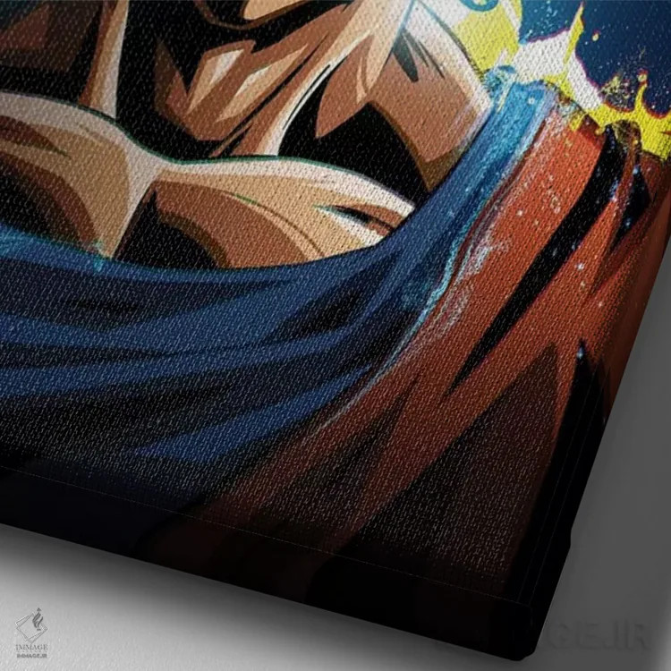 تابلو گوکو سوپر سایان (انیمه) اثر نیکیتا آباکوموف - نمای نزدیک بافت بوم