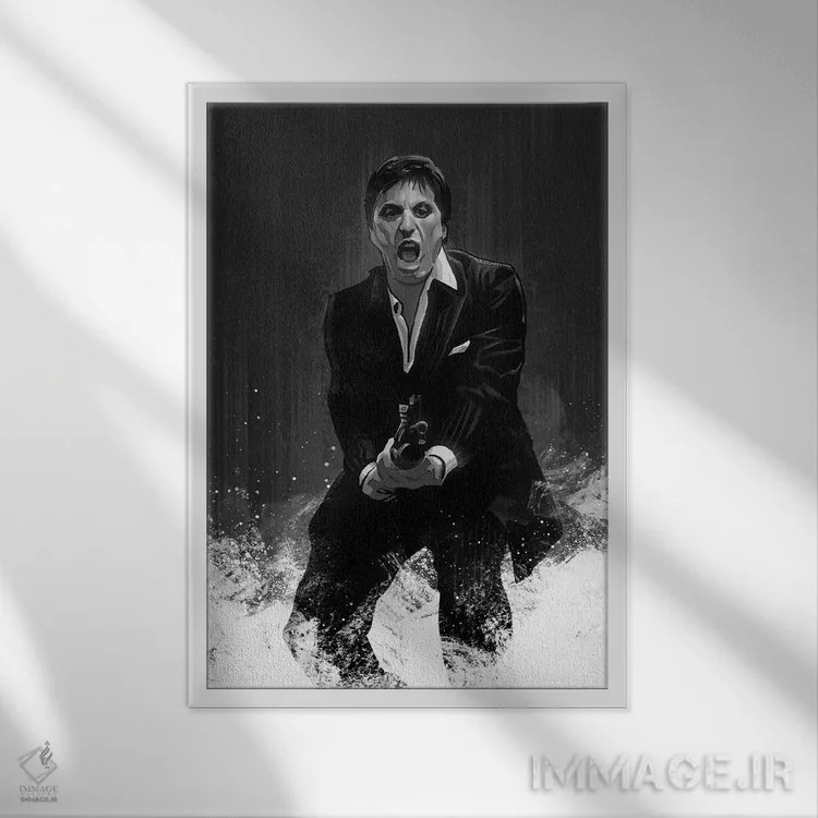 تابلو صورت زخمی در سیاه و سفید اثر نیکیتا آباکوموف - نمای قابدار سفید