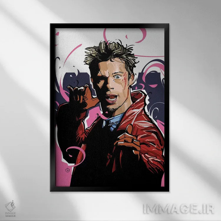 تابلو تایلر داردن (شخصیت فیلم باشگاه مشتزنی) اثر نیکیتا آباکوموف - نمای قابدار مشکی