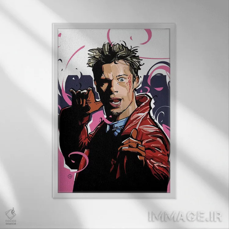 تابلو تایلر داردن (شخصیت فیلم باشگاه مشتزنی) اثر نیکیتا آباکوموف - نمای قابدار سفید