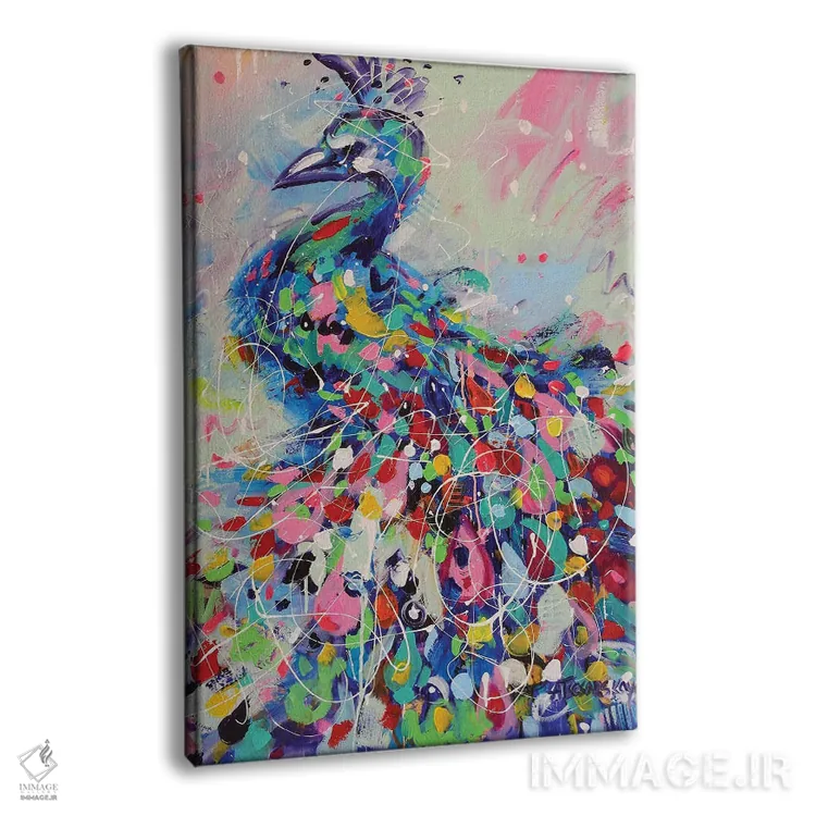 تابلو پرتره رنگارنگ طاووس اثر آلیاکساندرا تسسارسکایا - نمای پرسپکتیو محصول