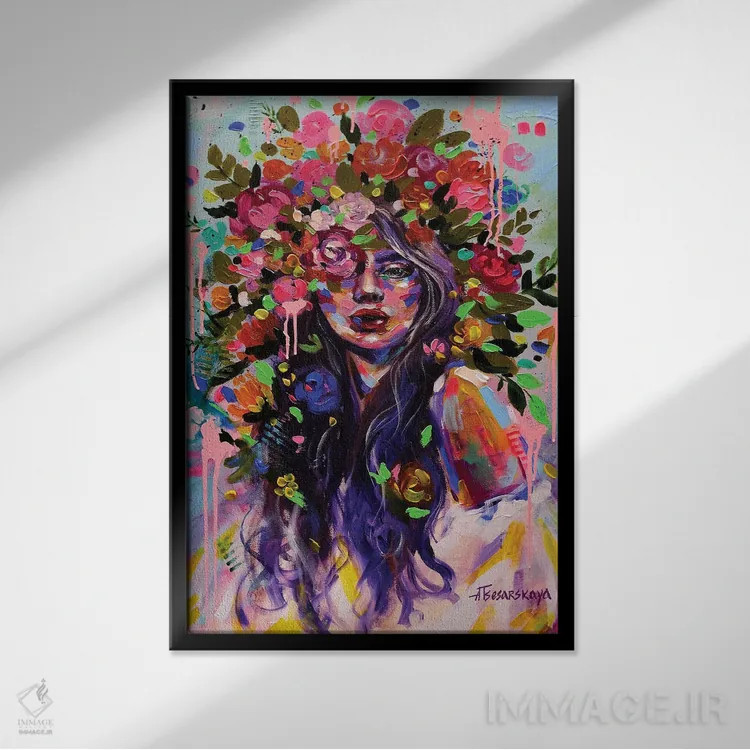 تابلو دختر قدرتمند اوکراینی اثر آلیاکساندرا تسسارسکایا - نمای قابدار مشکی