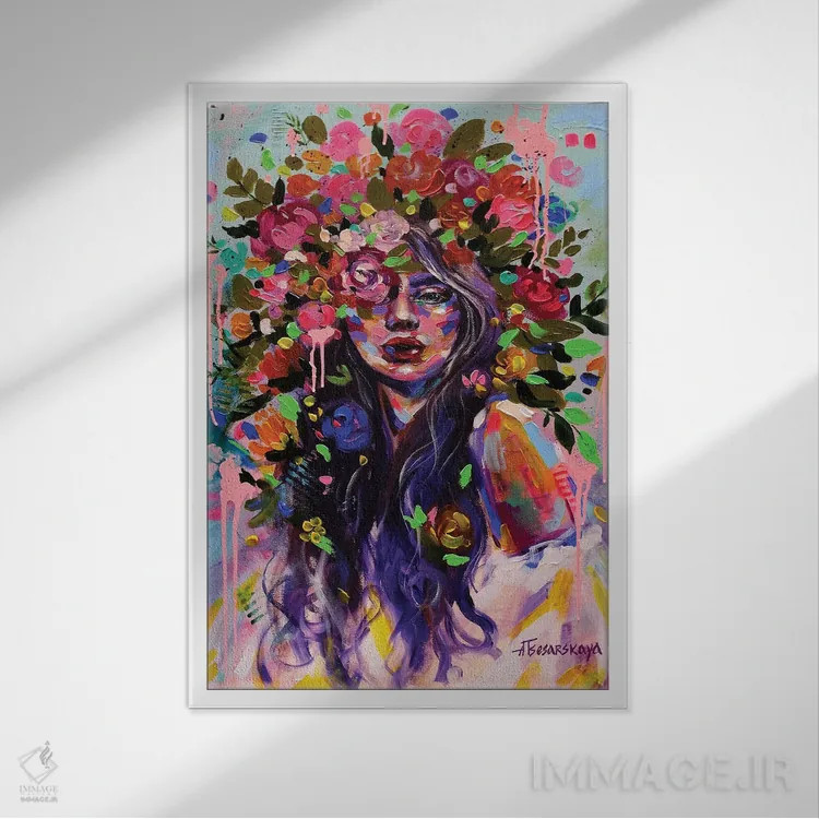 تابلو دختر قدرتمند اوکراینی اثر آلیاکساندرا تسسارسکایا - نمای قابدار سفید