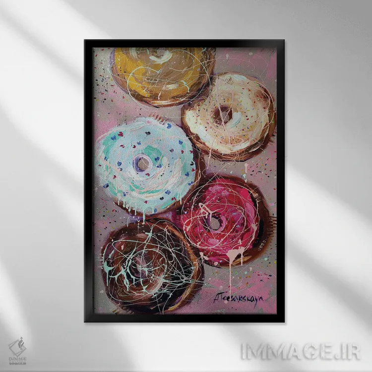 تابلو دوناتهای شیرین اثر آلیاکساندرا تسسارسکایا - نمای قابدار مشکی