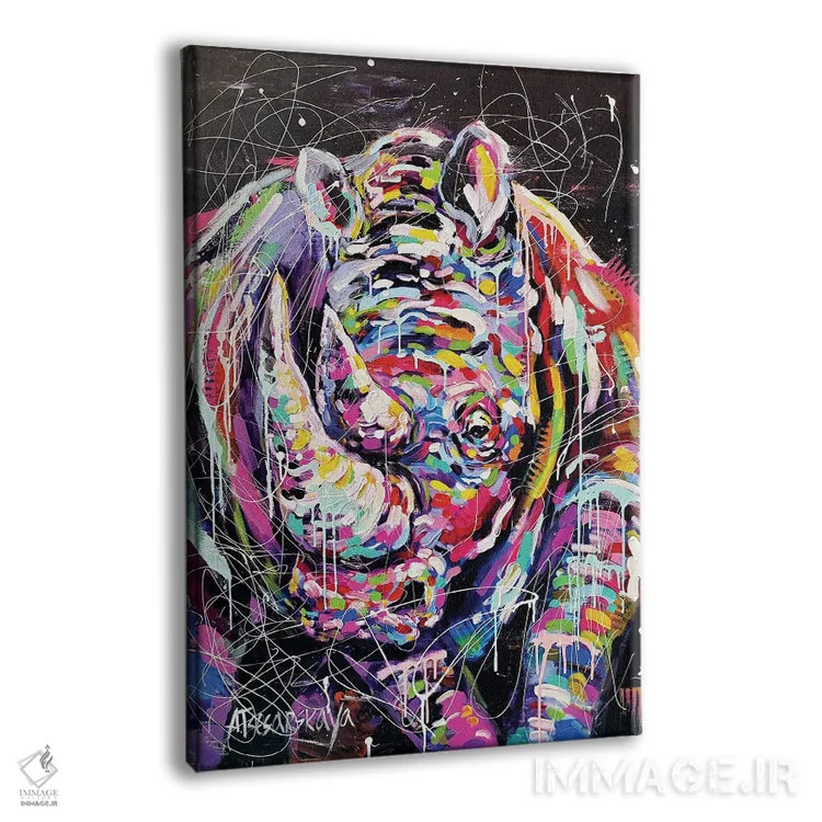 تابلو کرگدن اثر آلیاکساندرا تسسارسکایا - نمای پرسپکتیو محصول