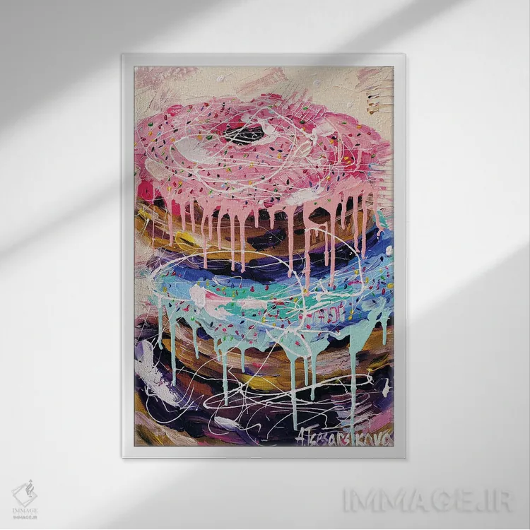 تابلو دوناتهای شیرین و رنگارنگ اثر آلیاکساندرا تسسارسکایا - نمای قابدار سفید