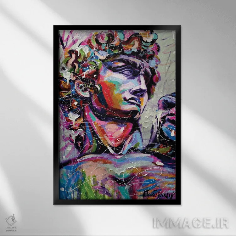 تابلو داوود اثر میکلآنژ اثر آلیاکساندرا تسسارسکایا - نمای قابدار مشکی