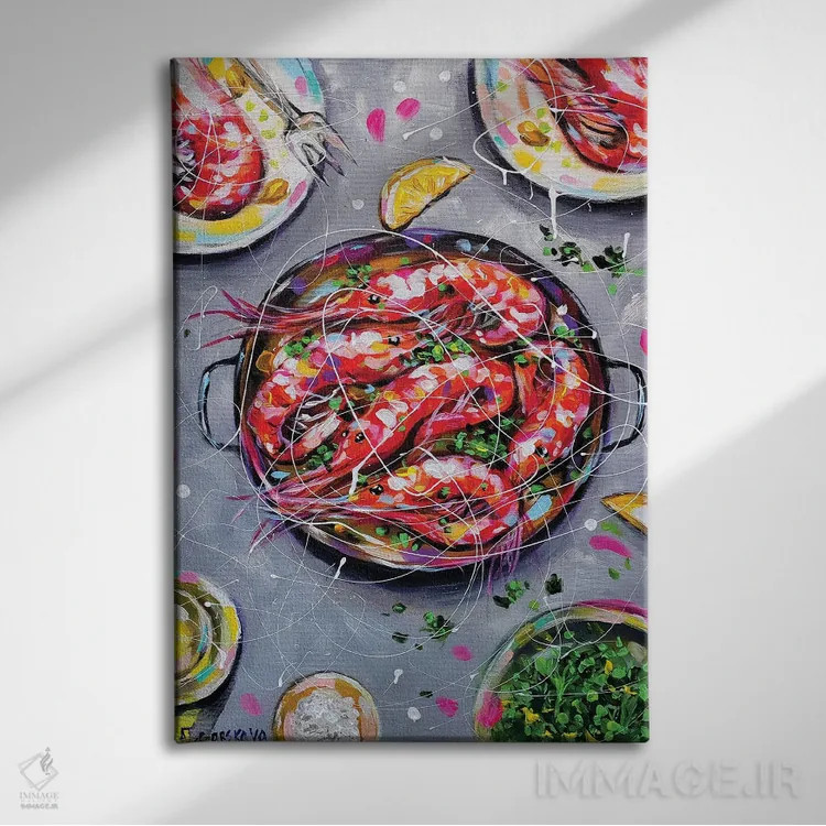 تابلو میگو اثر آلیاکساندرا تسسارسکایا - نمای روبهرو روی دیوار