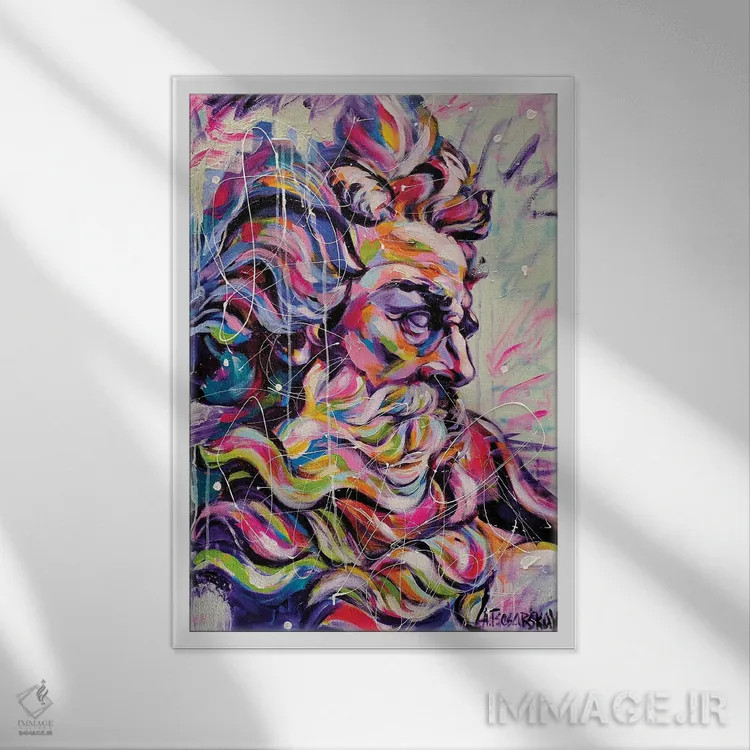 تابلو پوسایدون (اسطوره یونان) اثر آلیاکساندرا تسسارسکایا - نمای قابدار سفید