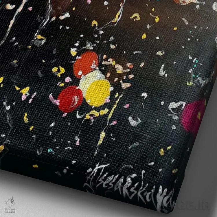 تابلو باران در نیویورک سیتی اثر آلیاکساندرا تسسارسکایا - نمای نزدیک بافت بوم