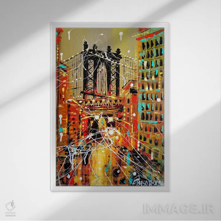 تابلو پل منهتن اثر آلیاکساندرا تسسارسکایا - نمای قابدار سفید