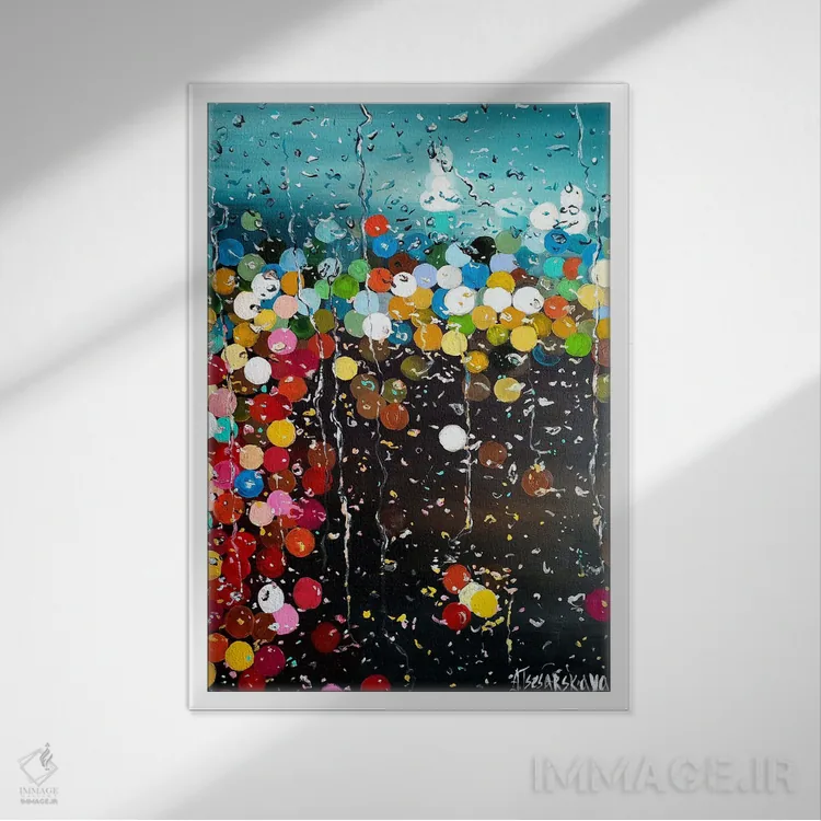 تابلو باران در نیویورک سیتی اثر آلیاکساندرا تسسارسکایا - نمای قابدار سفید