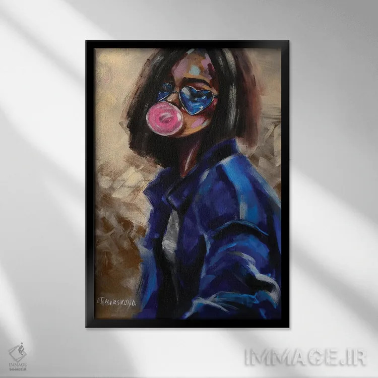 تابلو دختر جوان اثر آلیاکساندرا تسسارسکایا - نمای قابدار مشکی