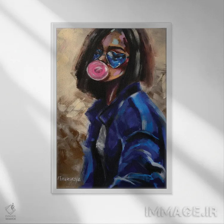 تابلو دختر جوان اثر آلیاکساندرا تسسارسکایا - نمای قابدار سفید