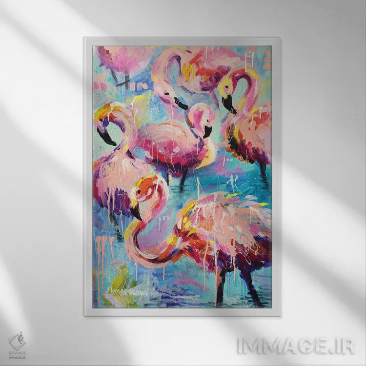 تابلو فلامینگو اثر آلیاکساندرا تسسارسکایا - نمای قابدار سفید