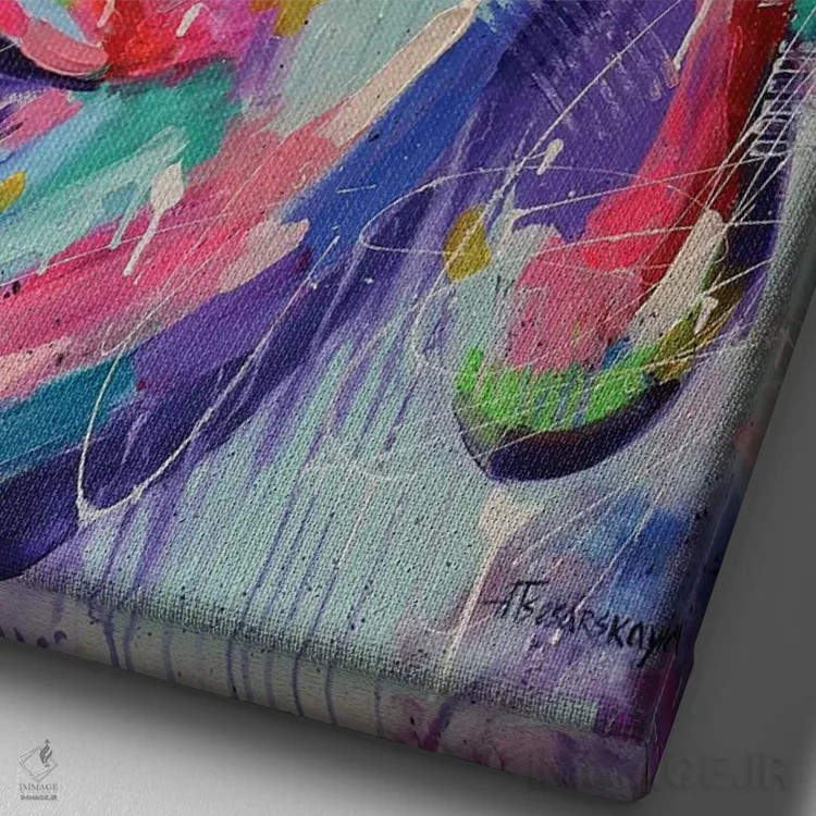 تابلو بودا اثر آلیاکساندرا تسسارسکایا - نمای نزدیک بافت بوم