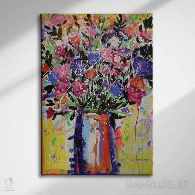 تابلو گلهای دشتی اثر آلیاکساندرا تسسارسکایا - نمای روبهرو روی دیوار