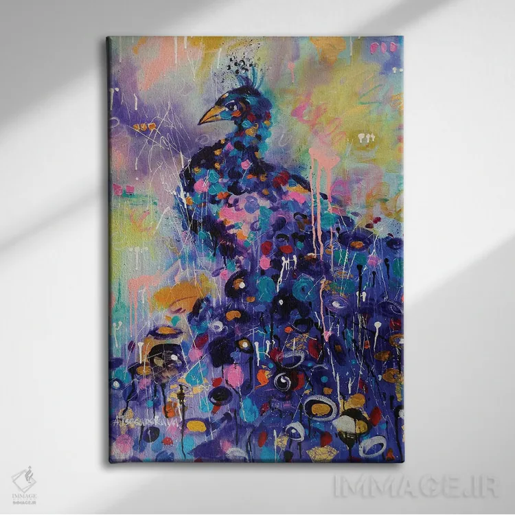 تابلو طاووس اثر آلیاکساندرا تسسارسکایا - نمای روبهرو روی دیوار