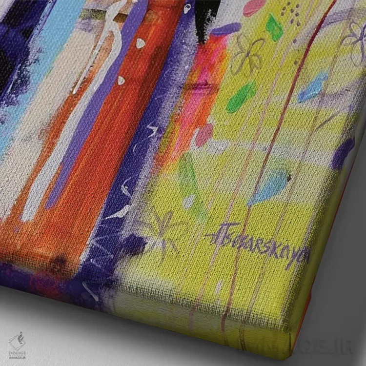 تابلو گلهای دشتی اثر آلیاکساندرا تسسارسکایا - نمای نزدیک بافت بوم