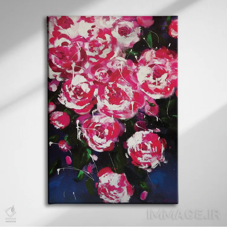 تابلو پیونیها اثر آلیاکساندرا تسسارسکایا - نمای روبهرو روی دیوار