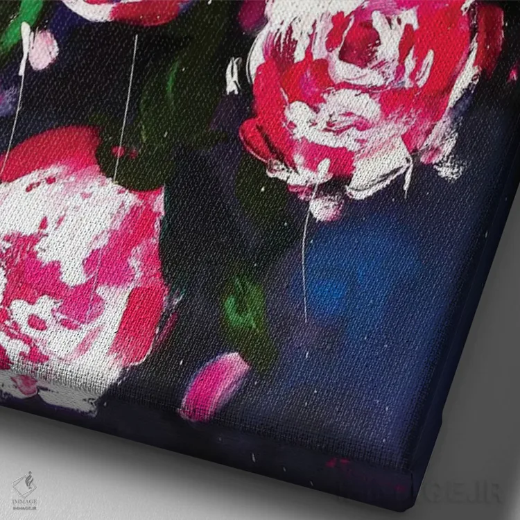 تابلو پیونیها اثر آلیاکساندرا تسسارسکایا - نمای نزدیک بافت بوم