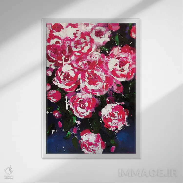 تابلو پیونیها اثر آلیاکساندرا تسسارسکایا - نمای قابدار سفید