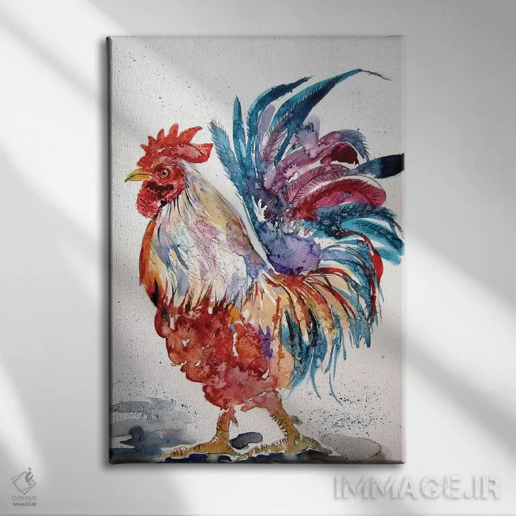 تابلو خروس در حیاط ۲ اثر آنا بریجیتا کوواچ - نمای روبهرو روی دیوار