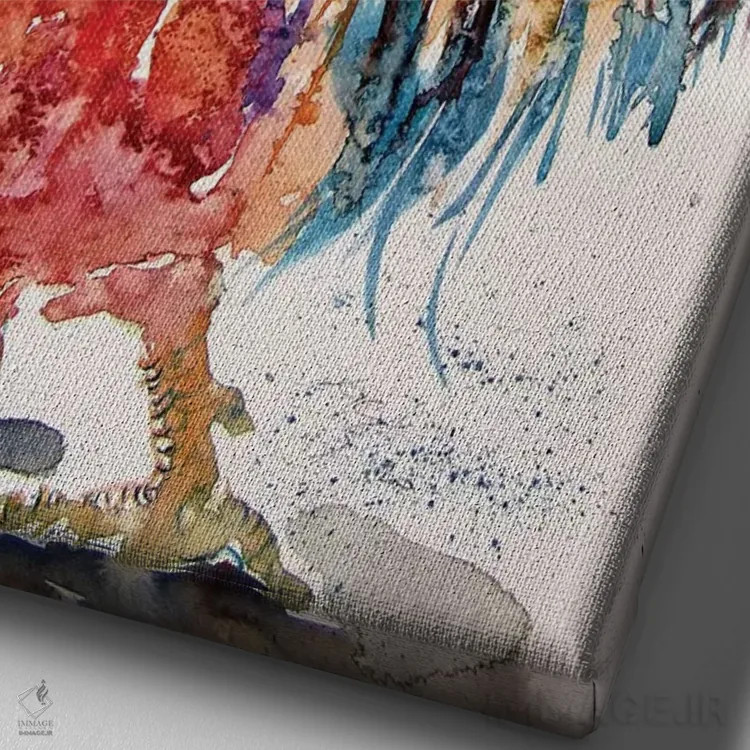 تابلو خروس در حیاط ۲ اثر آنا بریجیتا کوواچ - نمای نزدیک بافت بوم