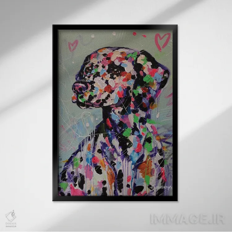 تابلو سگ دالماتینی اثر آلیاکساندرا تسسارسکایا - نمای قابدار مشکی