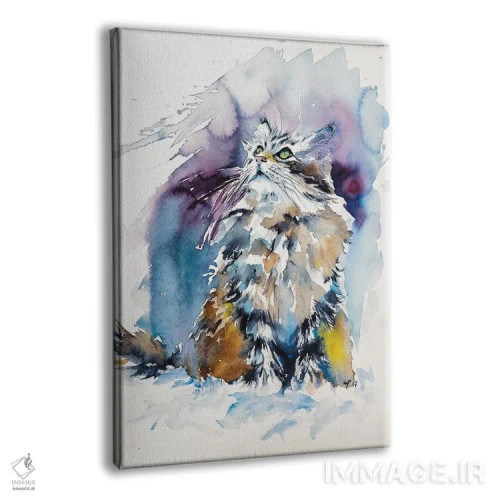 تابلو گربه روی برف اثر آنا بریجیتا کوواچ - نمای پرسپکتیو محصول