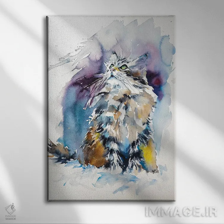 تابلو گربه روی برف اثر آنا بریجیتا کوواچ - نمای روبهرو روی دیوار