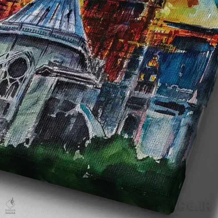 تابلو آتشسوزی نوتردام اثر آنا بریجیتا کوواچ - نمای نزدیک بافت بوم