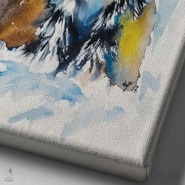 تابلو گربه روی برف اثر آنا بریجیتا کوواچ - نمای نزدیک بافت بوم