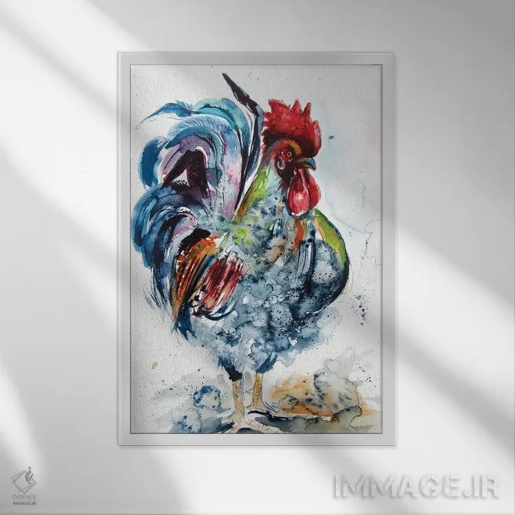 تابلو خروس مغرور اثر آنا بریجیتا کوواچ - نمای قابدار سفید