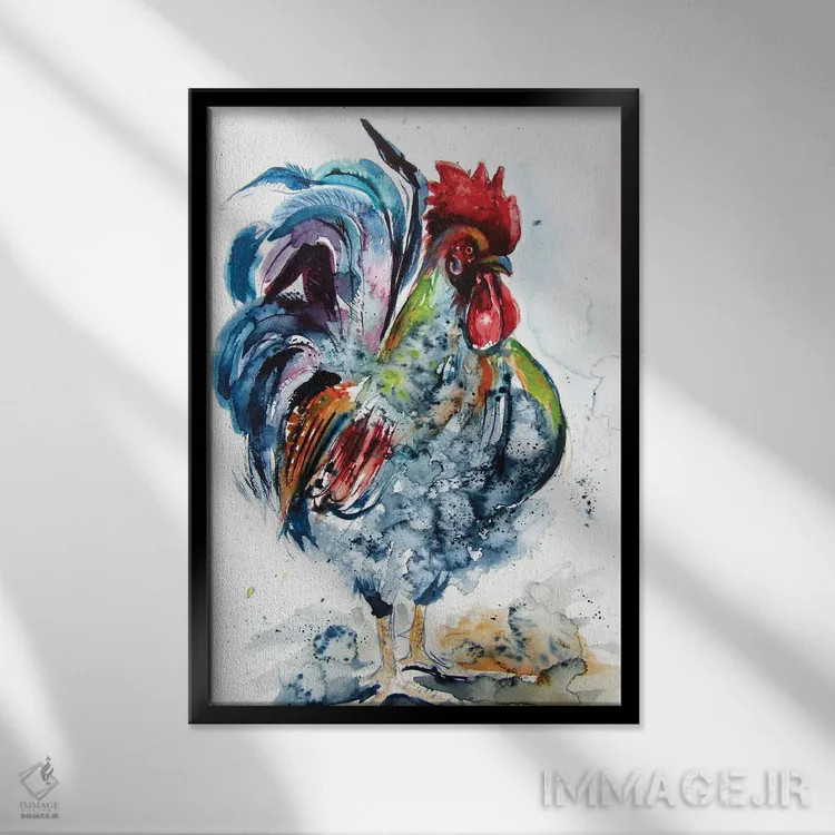 تابلو خروس مغرور اثر آنا بریجیتا کوواچ - نمای قابدار مشکی