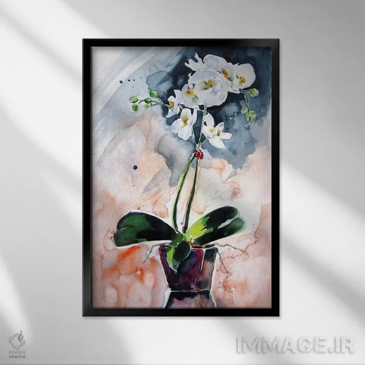 تابلو طبیعت بیجان ارکیده اثر آنا بریجیتا کوواچ - نمای قابدار مشکی